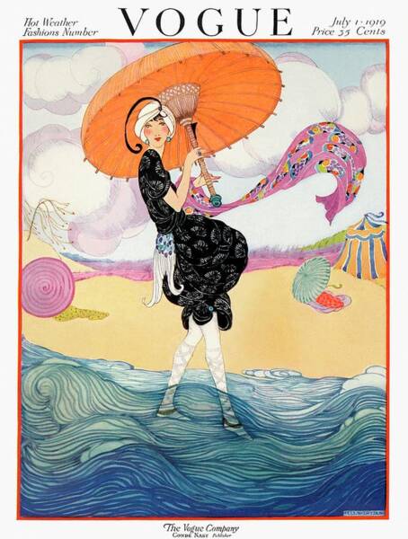 Wall Art - Painting - A Vogue Cover Of A Woman On A Beach #2 by Helen Dryden