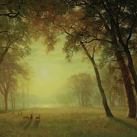 Deer In A Clearing, Yosemite by Albert Bierstadt