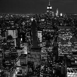 Manhattan Skyline At Night, New York by Mike Hill