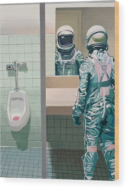 Men's Room Wood Print