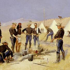 Roasting The Christmas Beef In A Cavalry Camp by Frederic Remington