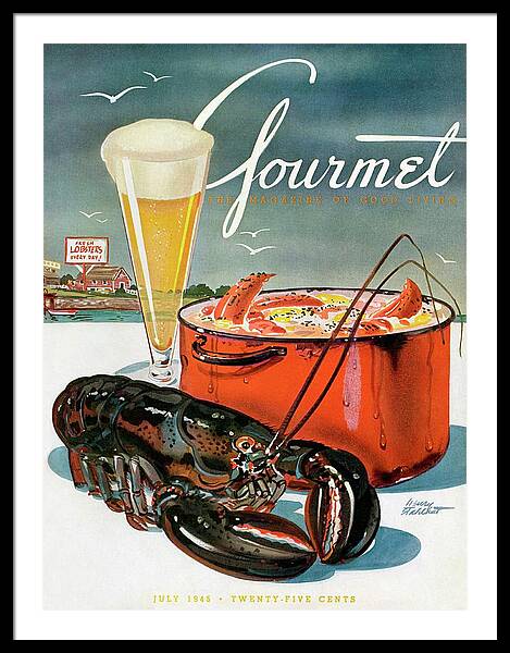 A Lobster And A Lobster Pot With Beer Framed Print