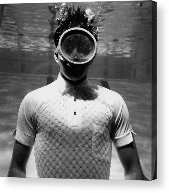 A Male Model Underwater In A Pool With A Scuba Acrylic Print