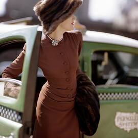 A Model Getting Out Of A Cab by Constantin Joffe