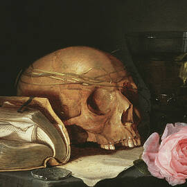A Vanitas Still Life with a Skull, a Book and Roses by Jan Davidsz de Heem