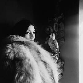 Anjelica Huston Wearing A Fur Coat by Arnaud de Rosnay