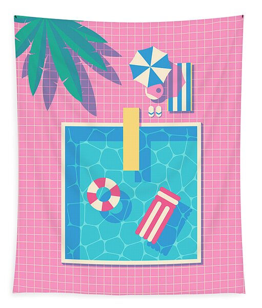 Retro 80s Swimming Pool Tapestry