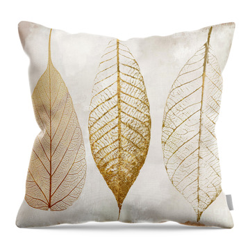 Autumn Leaves Iii Fallen Gold Throw Pillow