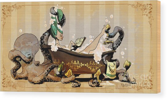 Bath Time With Otto Wood Print