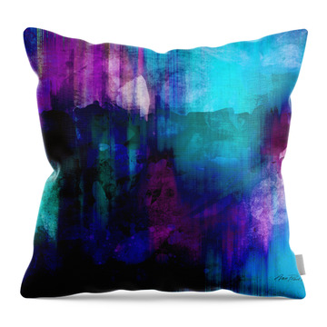 Blue Rain  Abstract Art Throw Pillow
