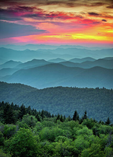 Blue Ridge Parkway Sunset - The Great Blue Yonder Art Print