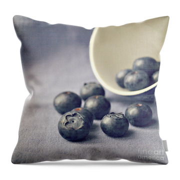 Bowl Of Blueberries Throw Pillow