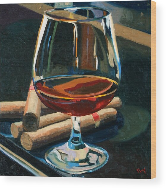Cigars And Brandy Wood Print