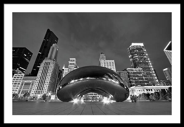 Cloud Gate And Skyline Framed Print