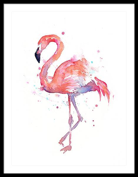 Flamingo Watercolor Framed Print