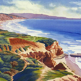 Flat Rock and Bluffs at Torrey Pines by Mary Helmreich