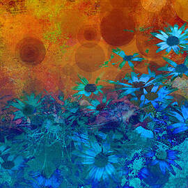 Flower Fantasy in Blue and Orange  by Ann Powell