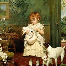 Girl with Dogs by Charles Burton Barber
