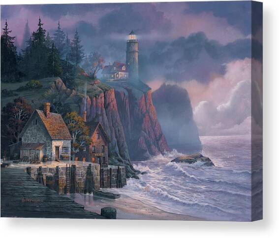 Harbor Light Hideaway Canvas Art Print by Michael Humphries