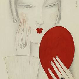 Illustration Of A Woman Peering Into A Red by Eduardo Garcia Benito