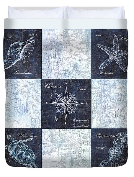 Indigo Nautical Collage Duvet Cover