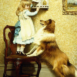 Little Girl and her Sheltie by Charles Burton Barber