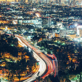 Los Angeles Skyline At Night by Ferrantraite