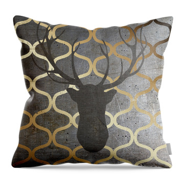 Metallic Deer Nature Throw Pillow