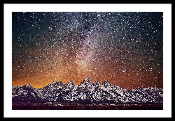 Milky Way Over Grand Teton Framed Print