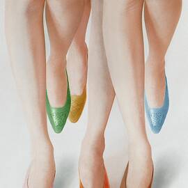 Models Wearing Colorful Pumps by Louis Faurer