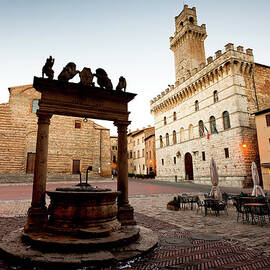 Montepulciano Square With Well And Town by Kjschoen