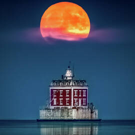 Moonrise at Ledge Light by Shawn Boyle