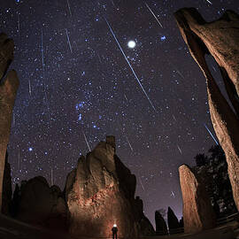 Painting The Needles Under The Geminids Meteor Shower by Mike Berenson
