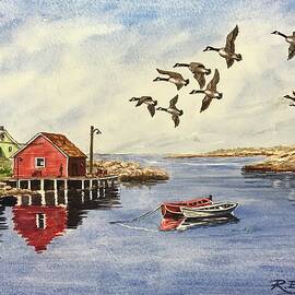 Peggy's Cove with Geese by Raymond Edmonds