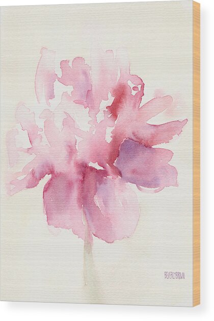Pink Peony Watercolor Paintings Of Flowers Wood Print