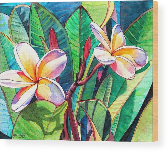 Plumeria Garden Wood Print
