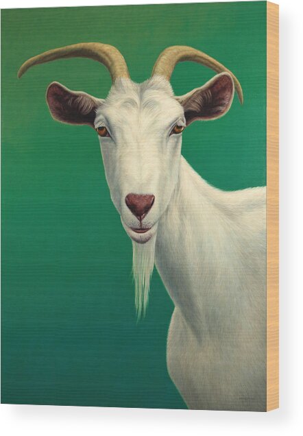 Portrait Of A Goat Wood Print
