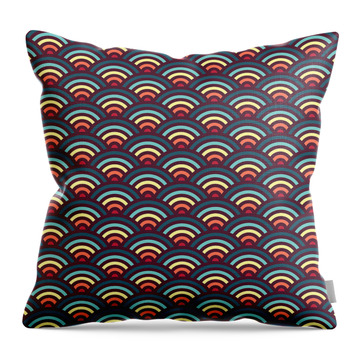 Rainbowaves Pattern Dark Throw Pillow