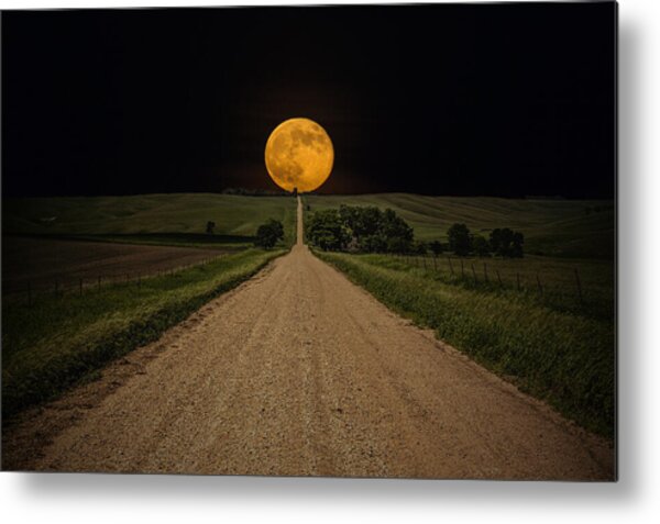 Road To Nowhere - Supermoon Metal Print