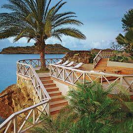 Seaside Resort With Stairs And Palm Tree by Durston Saylor