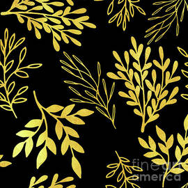 Shimmering golden leaves nature pattern by Tina Lavoie