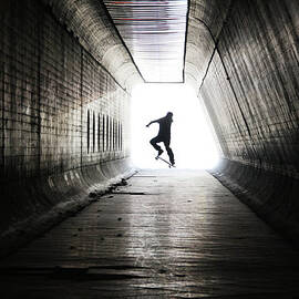 Skateboarder At Tunnel by Mgs