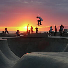 Skateboarding At Venice Beach by Mgs