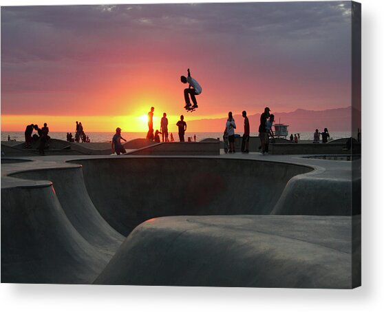 Skateboarding At Venice Beach Acrylic Print