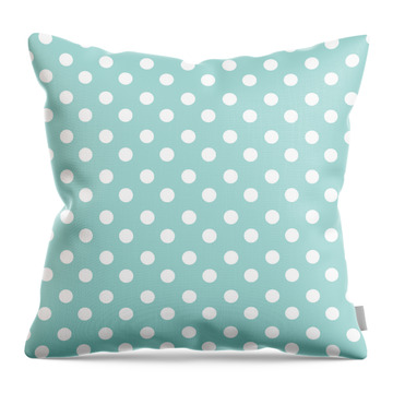 Sky Blue Polka Dots Throw Pillow