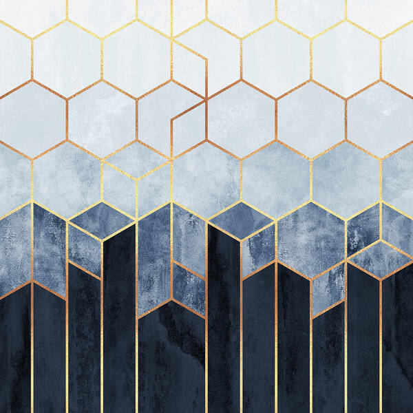 Soft Blue Hexagons Art Print