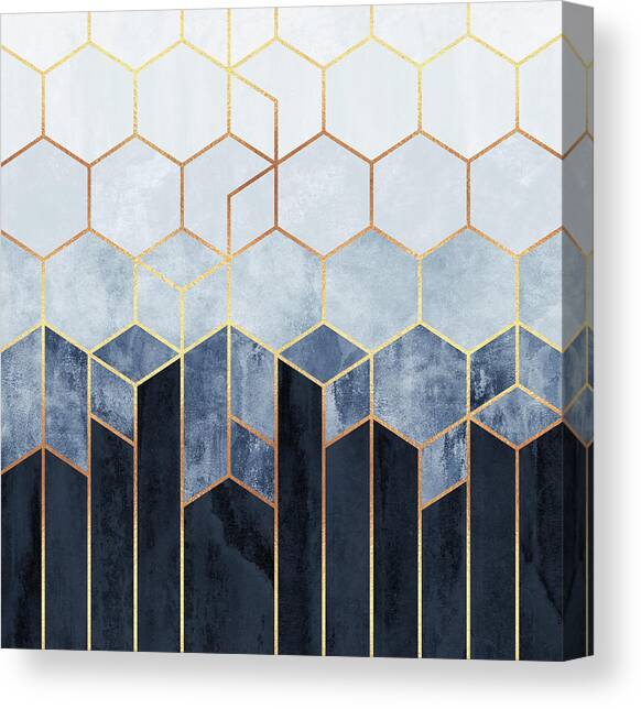 Soft Blue Hexagons Canvas Art Print by Elisabeth Fredriksson