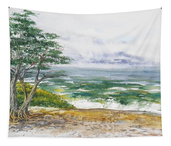 Stormy Morning At Carmel By The Sea California Tapestry