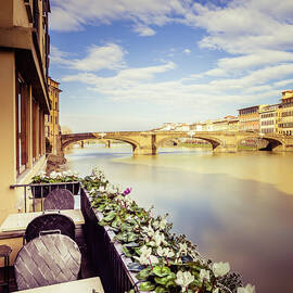 Terrace Over Arno River In Florence by Giorgiomagini