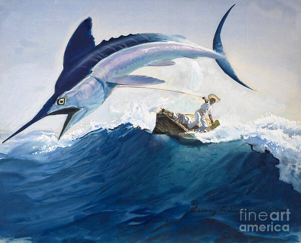 Wall Art - Painting - The Old Man and the Sea by Harry G Seabright